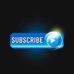 Blue glossy subscribe button