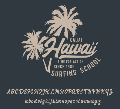 Hawii. Handmade script font. Original style. Retro and vintage.