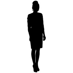 silhoutte of standing woman in short dress