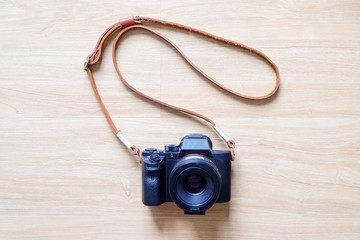 Brown leather camera strap