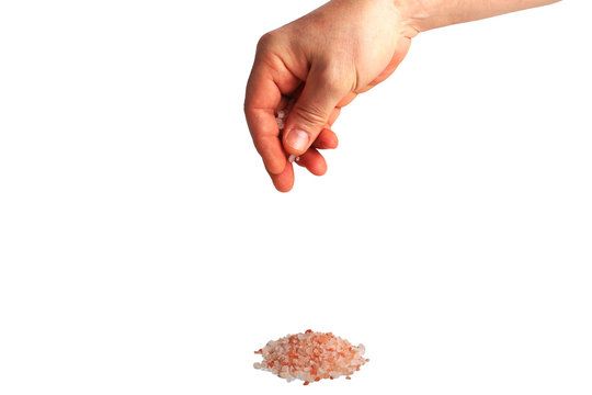 Male Hand Salt Isolated On White Background