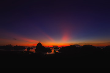 Morning light tour with mountains near the sea, Samed Nang Chee viewpoint tropical zone in Phang...
