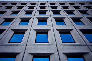 Corporate business building, viewed from below, bottom up