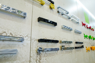 examples of door handles on a display stand