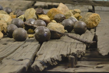 The canon kernel and the stones on the broken desk boards