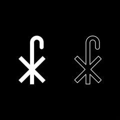Cross monogram X Symbol Saint Pastor sign Religious cross icon set white color vector illustration flat style image