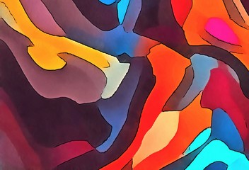 Fototapeta premium Abstract acrylic background. Watercolor texture. Psychedelic crazy art. Unusual design pattern. Warm and very bright colors.