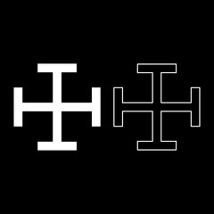Cross gibbet resembling hindhead Cross monogram Religious cross icon set white color vector illustration flat style image