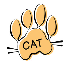 Isolated vector cat paw print on white background