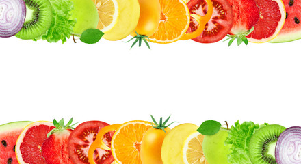 Collage of mixed fruits and vegetables
