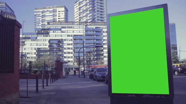 Billboard Ad with Green Screen in the city streets