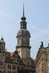 Obraz premium The Hausmannsturm tower in Dresden Germany