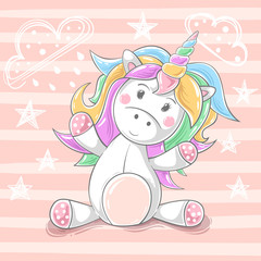 Cute teddy unicorn - cartoon characters.
