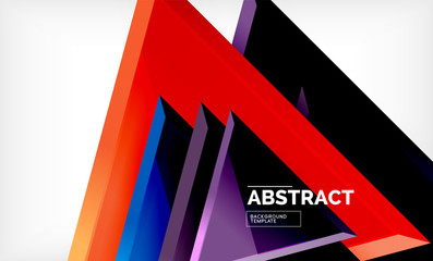 Triangles repetiton geometric abstract background, multicolored glossy triangular shapes, hi-tech poster cover design or web presentation template with copy space
