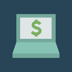 Silhouette icon money through laptop
