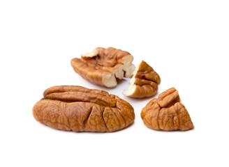 Fresh pecan nuts isolated on a white background