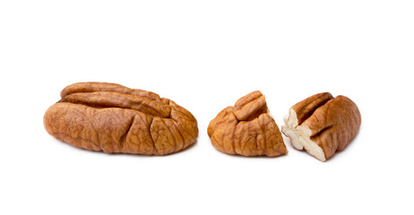 Fresh pecan nuts isolated on a white background