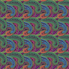 Beautiful bohemian floral paisley seamless ornament. Vintage ornate vector wallpaper, decorative vector art.