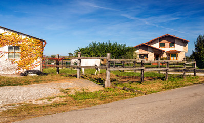 Rural town in Cantabria in the north of spain in a sunny day.