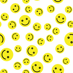 Emoji seamless pattern background. Simple smile yellow emoticons. Vector illustration