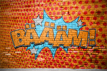 Bang! Comic Ziegelsteinmauer Graffiti