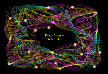 Stylized background of deep neural networks activity in brain. Artificial Intelligence System. High tech digital technology. Print for scientific research in biology, physics and nanotechnologies.