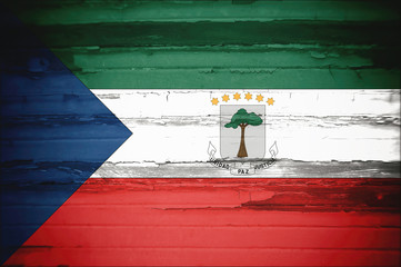 Flag of Equatorial Guinea, background wood, dirty