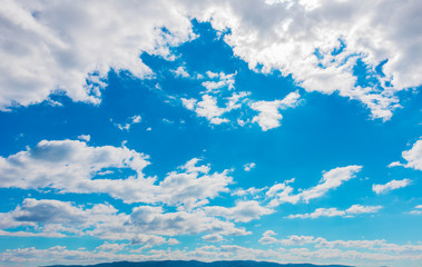 Blue sky with clouds. Beautiful fresh weather. .