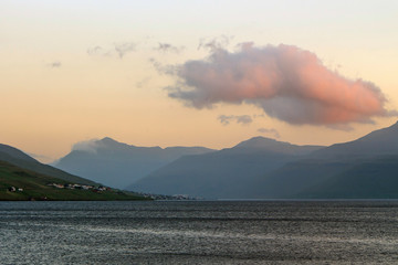 Fjord at sunset
