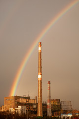 Naklejka na ściany i meble Rainbow over the steel plant