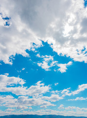 Blue sky with clouds. Beautiful fresh weather. .