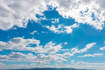 Blue sky with clouds. Beautiful fresh weather. .