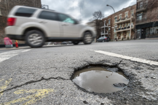 Large pothole in Montreal, Canada (2018)