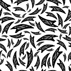 Seamless pattern with black hand drawn arrows