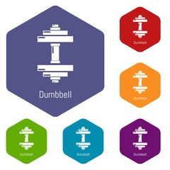 Obraz premium Dumbbell icons vector colorful hexahedron set collection isolated on white