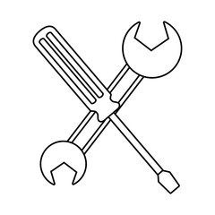 crossed screwdriver and spanner