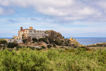 Fototapeta na wymiar Chrisoskalitissa Monastery or Panagia Chryssoskalitissa located on the southwest coast of Crete, Greece.