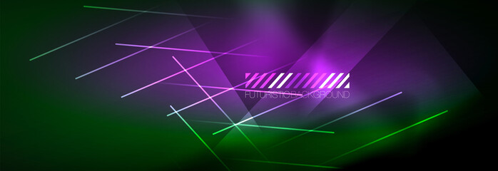 Abstract neon glowing light background. Dark background with lights. Abstract background with neon lights, night view.