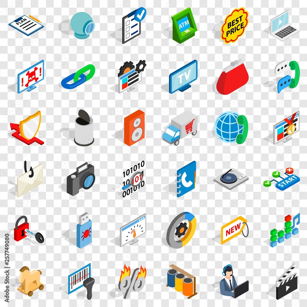 Aufkleber www icons set. isometric style of 36 www vector icons for web for any design
