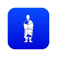 Buddhist monk icon digital blue for any design isolated on white vector illustration