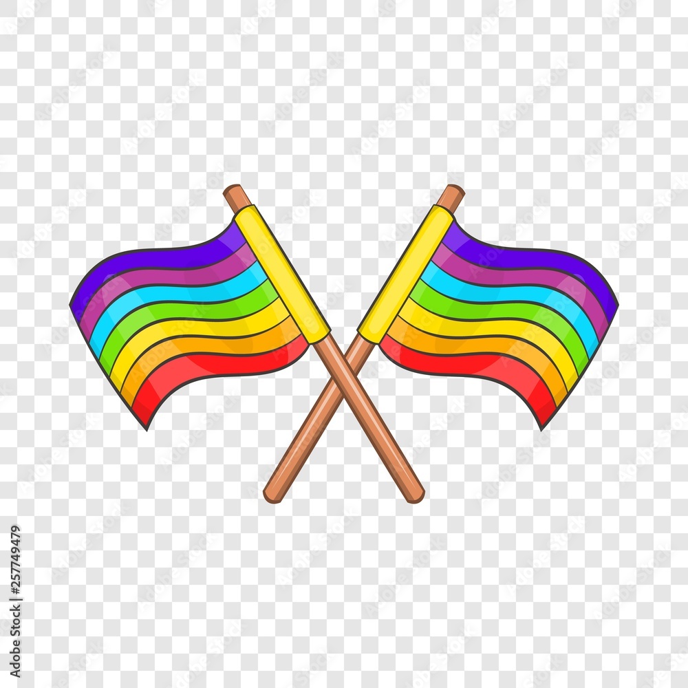 Poster two flag of lgbt icon in cartoon style isolated on background for any web design