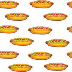 Watercolor hotdog  pattern