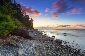 Baltic sea and Cliff of Orlowo at sunrise, Poland