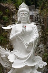 sculptures in ten thousand buddha monastery in hong kong in china