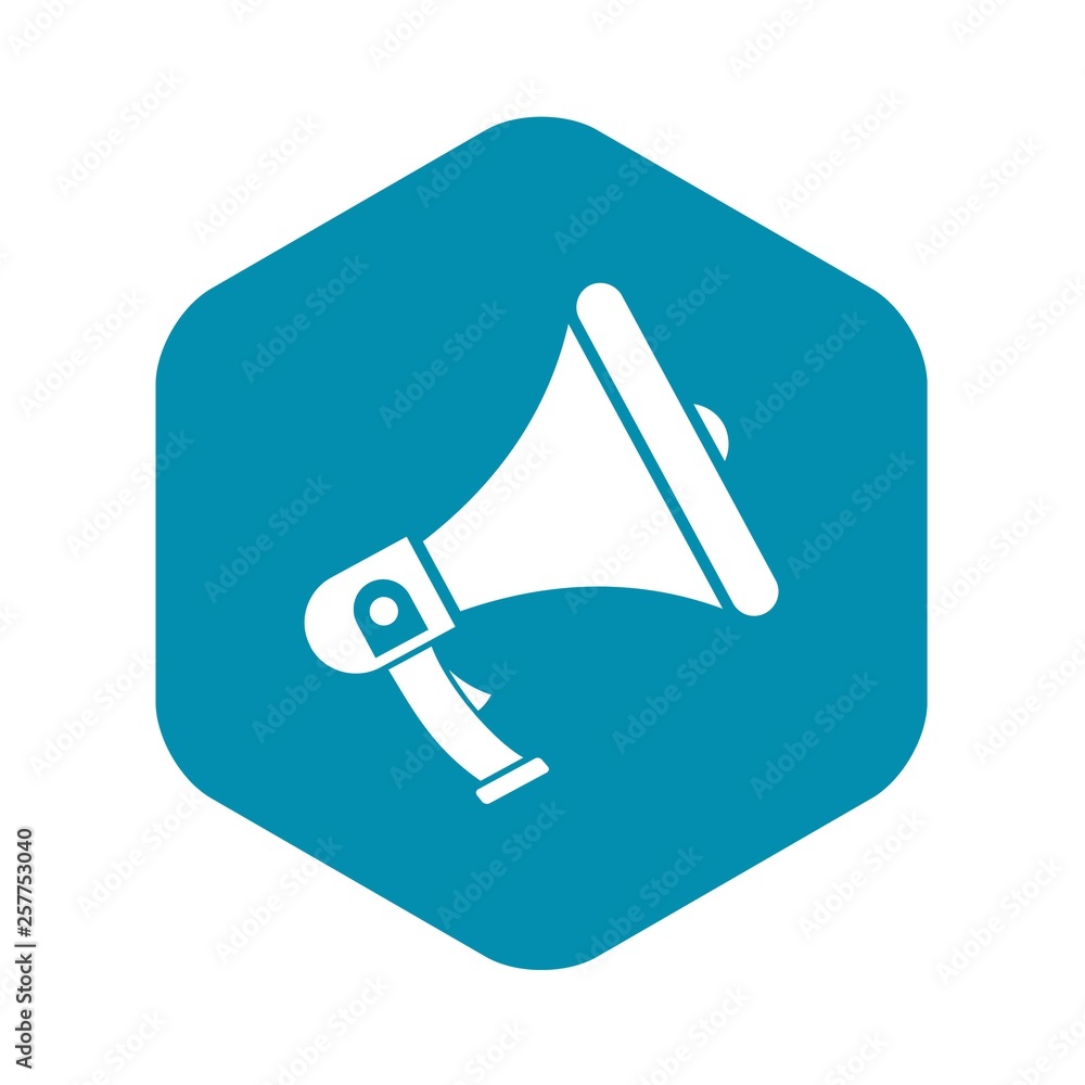 Poster megaphone icon in simple style isolated on white background