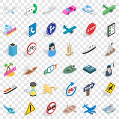 Car traffic icons set. Isometric style of 36 car traffic vector icons for web for any design