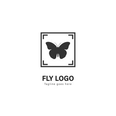 Butterfly logo template design. Butterfly logo with modern frame vector design