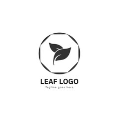 Leaf logo template design. Leaf logo with modern frame vector design