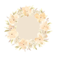 Fototapeta premium Watercolor flower wreath.