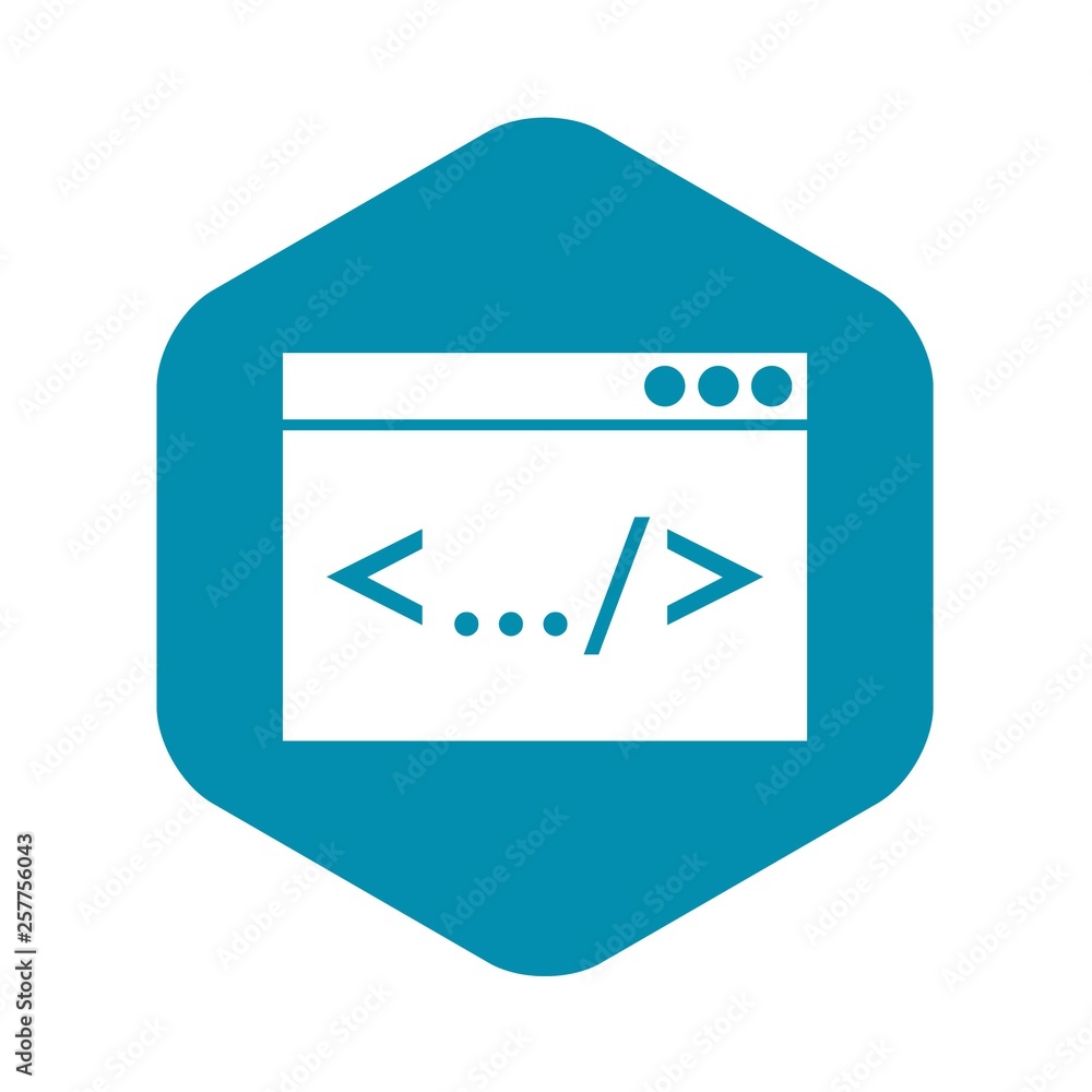 Poster code window icon in simple style isolated on white background
